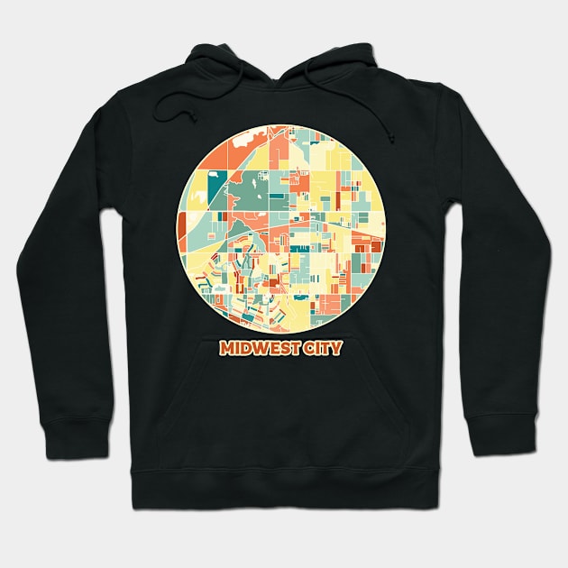 Midwest City Oklahoma map in mozaique colors Hoodie by SerenityByAlex